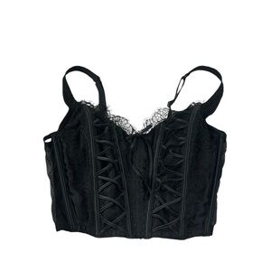 Victoria's Secret Black Lace-Up Crop Top